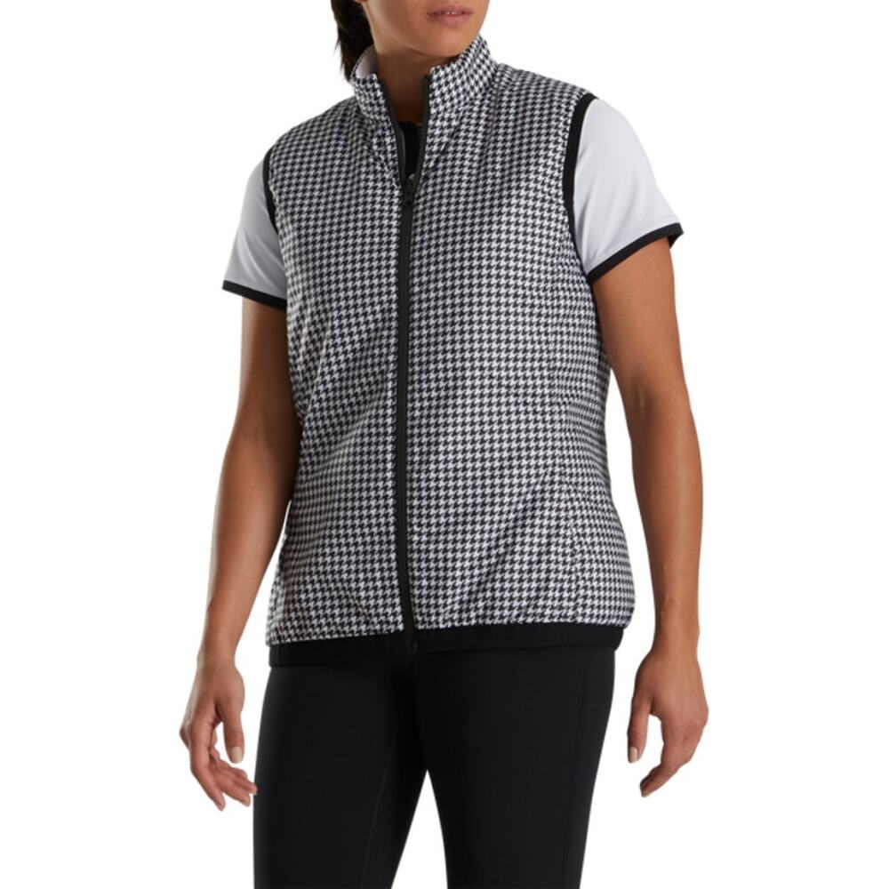 FOOTJOY Women's Insulated Reversible Vest in Black White Houndstooth